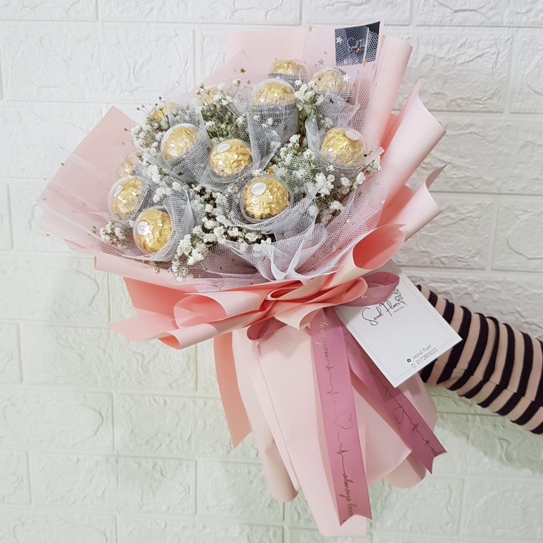 Ferrero Rocher Chocolate Bouquet with Baby Breath